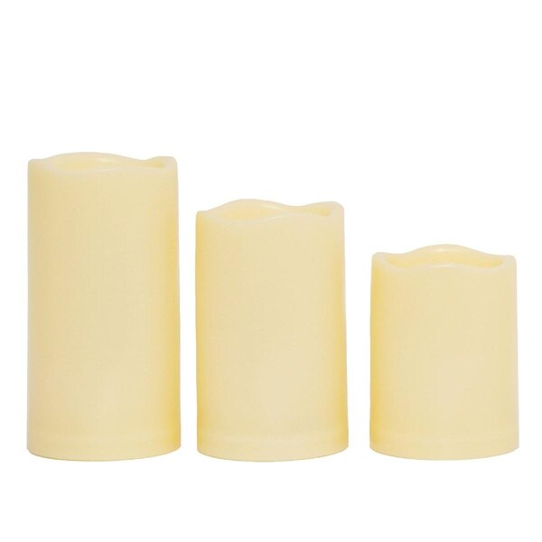 Ecogecko 3 x 4 in. Outdoor Weatherproof Flameless Candles with Timer, Medium - Pack of 3, 3PK 87321-03 - main